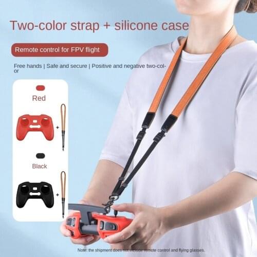 Neck Strap Adjustable Leather Lanyard and Silicone Sleeve for DJI FPV Drone Remote Controller Neck Sling Hook Holder Buckle