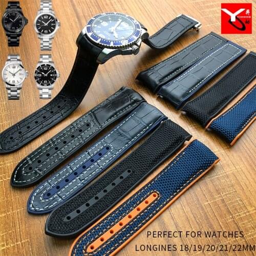 19/20/21/22mm High Quality Rubber Silicone Watch Band With Nylon Watch Strap for Longines Omega Seamster Watch Accessories