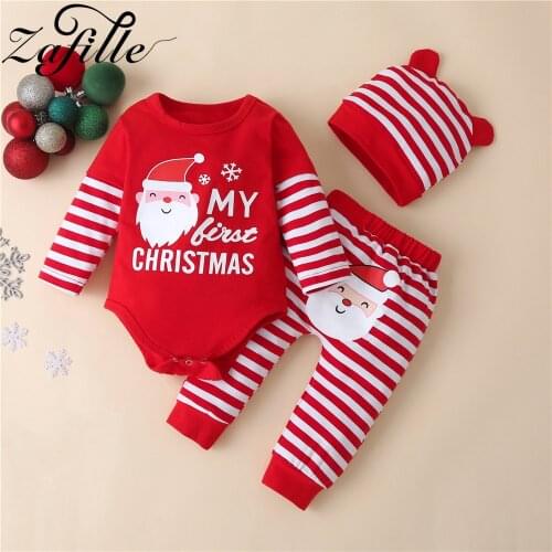 ZAFILLE Baby Girl Christmas Outfits Merry Christmas Clothes For Baby Girls Boy Set Santa Baby Outfits Toddler New Years Costume