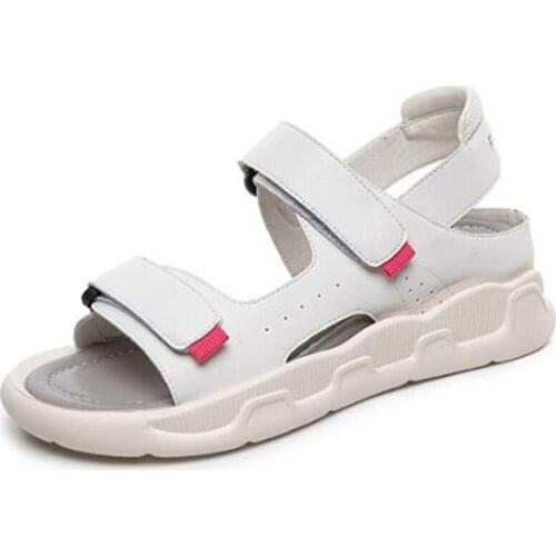 2021 New Open Toe Summer Womens Sandals Sneakers Casual Shoes Flat Increased Comfort Leisure Sandals Genuine Leather Sandals