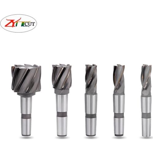 MT2 MT3 20/25/30/35/40/50mm High speed steel insert carbide spiral milling cutter End mill with taper shank with welding edge
