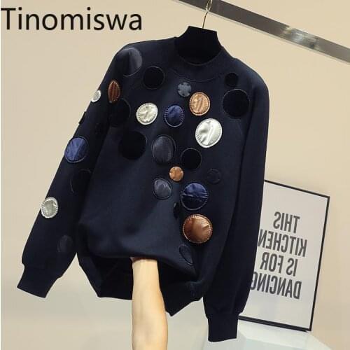 Tinomiswa Polka Dot Patchwork Casual Sweatshirt Women O Neck 2021 New Long Sleeve Korean Style Chic Hoodies New Arrival Tops