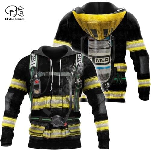 PLstar Cosmos Amazing Firefighter Suit Fireman 3D Print Hoodies Sweatshirts Zip Hooded For Men And Women Casual Streetwear W22