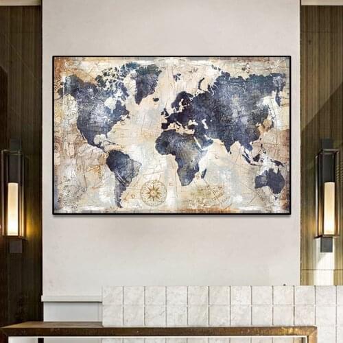 Vintage Nautical Map Canvas Painting Posters and Prints Abstract Wall Art Pictures Cuadros for Living Room Decor