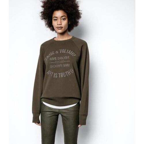 High Quality Autumn Women Letter Embroidery Cotton Pullovers Female Slim Fashion Brand Loose New Tops Ladies Sweatshirt ML057