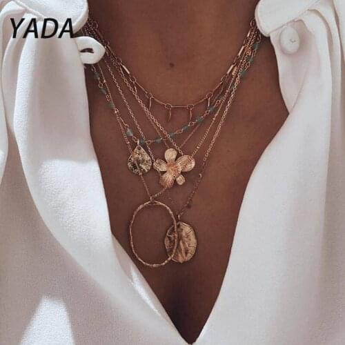 YADA Unique Multi-layer Moon Star Sun Flower Presents&Necklace For Women Jewelry Necklaces Statement Beach Necklace SE210022