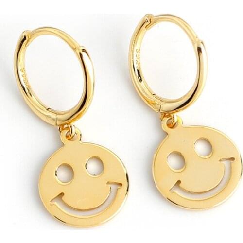 1Pair 925 Sterling Silver Earrings for Women Trend Jewelry 925 Silver Ear Cuffs Smile Drop Earrings