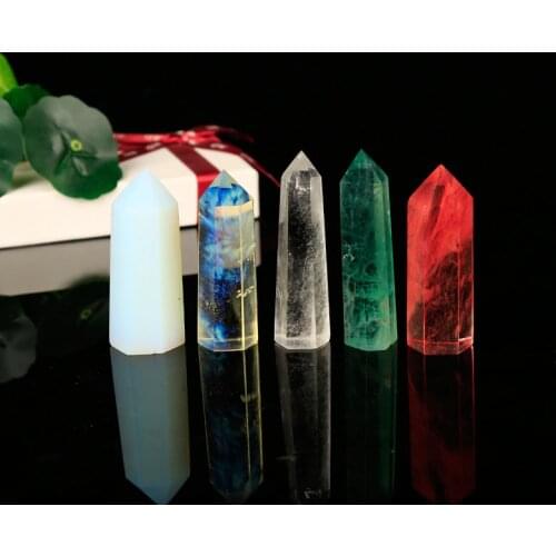 1PC truly stones and crystals hexagon pillar crystal point obsidian rose quartz labradorite home decor modern decoration gift