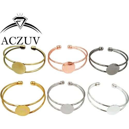 18mm-25mm-30mm Flat Pad Round Blank Bezel Bracelet Cabochon Base Settings Jewelry Findings AP007