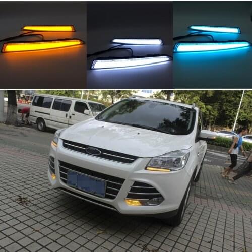 2Pcs/set LED DRL Daytime Running Lights For Ford Kuga Escape 2014 2015 2016 2017 With Turning Signal Lamps with dimmer function