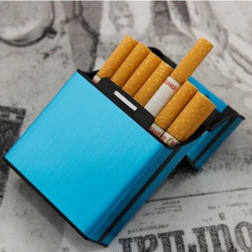 20pcs Cigarette Capacity aluminum alloy brushed metal cigarette case individual magnetic buckle box men women Christmas gifts