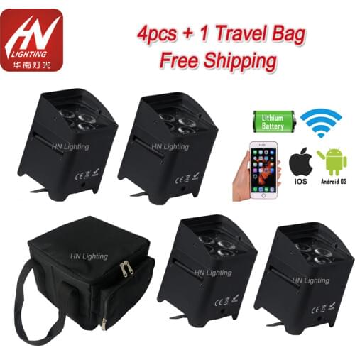 4pcs Wifi control uplights RGBWA UV 4*18W Battery Operate Wireless DMX Uplighting LED DJ Lights for weddings