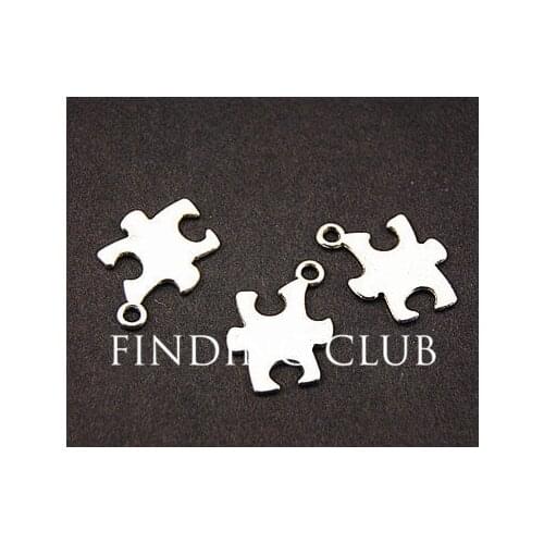 50pcs Silver Color Puzzle Piece Jigsaw Charm DIY Metal Bracelet Necklace Jewelry Findings 18x14mm A813