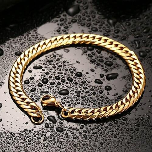 9/11/13/16/19/21MM Top Grade New Heavy Gold Chain 316L Stainless Steel Mens Bracelet Cuban Curb Miami Wristband Never Fade Gift