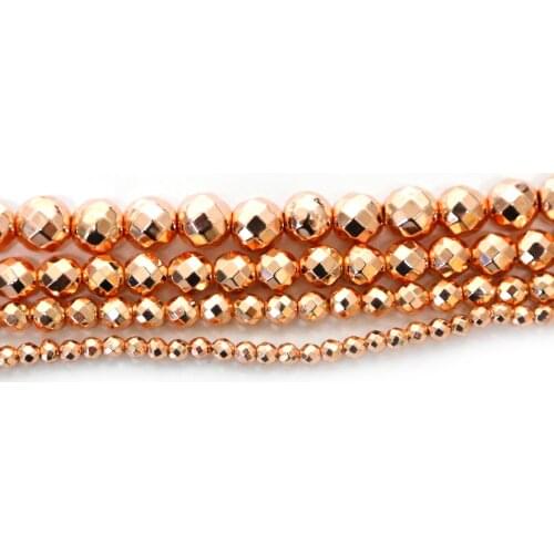 40-100pcs 4 6 8 10 mm Electroplated Rose Gold Black Stone Beads For Jewelry Making Findings Necklace Bracelet Earrings Findings