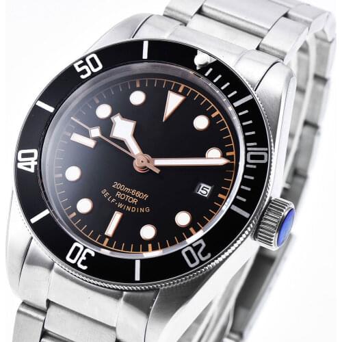 Mens Watch Black Bezel 41MM NH35 SS Steel Bands Movement Sapphire Glass Luminou Waterproof Swim Automatic Mechanical Watch