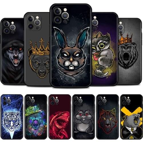 Lion Wolf Tiger Bear Rabbit Phone Case for iPhone 11 Pro 12 Mini XR X 7 8 6 6S Plus XS Max 5 5S SE 2020 Mobile Phones Cover