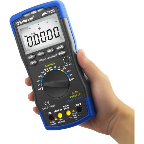 HoldPeak HP-770D True RMS Digital Multimeter Auto Range Multimetro 40000 Counts Measure Ohm Volt Amp Capacitor Tester