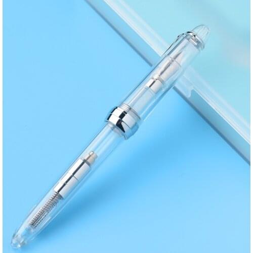 Demonstration Fountain Pen EF F Bent Nib with Box Transparent Pen for Student Handwriting Calligraphy School Office Supplies