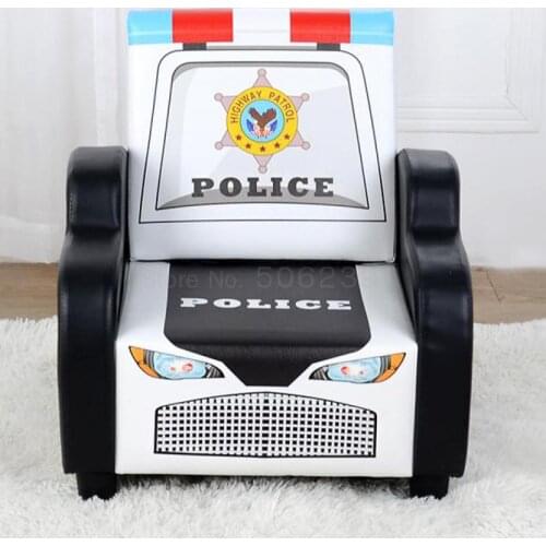 Childrens Sofa Seat Boy Cartoon Police Car Single Seat Cortical Small Sofa Mini Lovable Lazy Sofa Bench