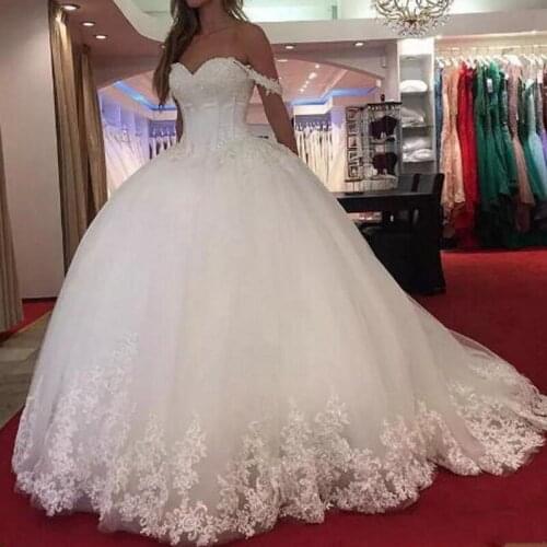 Custom Made Wedding Gowns Lace Up Dubai Braidl Dresses Vestido De Noiva Appliques Sweetheart Wedding Dress a line Romantic