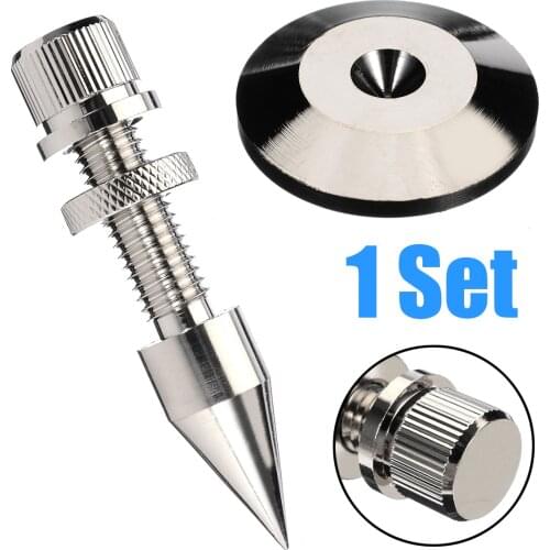 1set New M8*60mm Speaker Spike Isolation Amplifier Cone Stand Feet+Base Pad for HiFi Speakers Silver Loudspeaker Insulated Pads