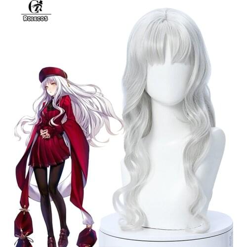 ROLECOS Fate FGO Cosplay Wig Caren C. Hortensia Cosplay Wig Woman 65cm Silver Headwear Wig Synthetic Hair