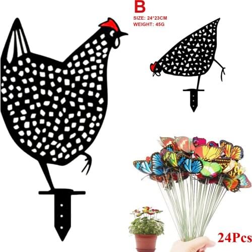 Chicken Flower Yard Art Garden Statues Backyard Lawn Stakes Plastic Hen Yard Decor Gift Garden Decoration Flower Outdoor ornamen