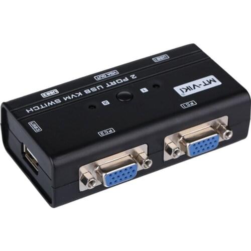2 Port KVM Switch Manual Button Press Select Orginal Cables 2 PC Share 1 Monitor with Keyboard Mouse MT-260KL