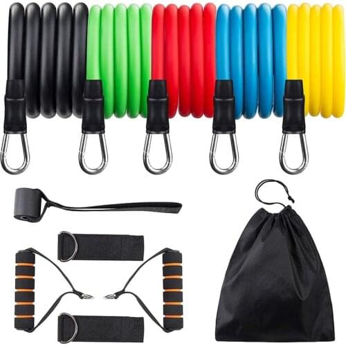 11 Pcs/Set Latex Resistance Bands Crossfit Training Exercise Yoga Tubes Pull Rope,Rubber Expander Elastic Bands Fitness with Bag