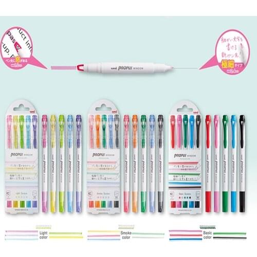5pcs/set New Colors UNI PROPUS Window Double-headed Highlighter PUS-103T Student Painting Graffiti Soft Color Marker PUS-102T
