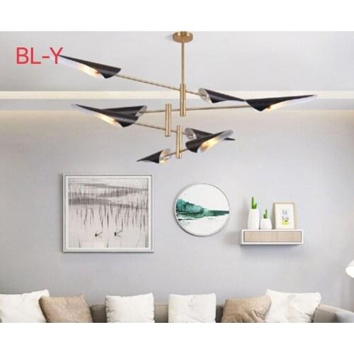 Nordic minimalist creative living room dining room chandelier metal oblique mouth industrial wind aircraft art chandeliers
