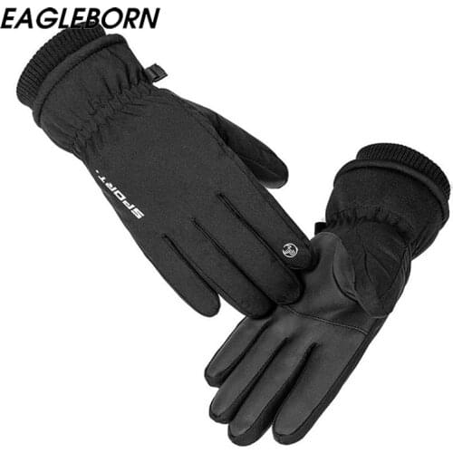 Men Winter Ski Gloves Waterproof Cold-proof Plus Velvet Padded Gloves Women Winter Riding Mountaineering Gloves Windproof Warm