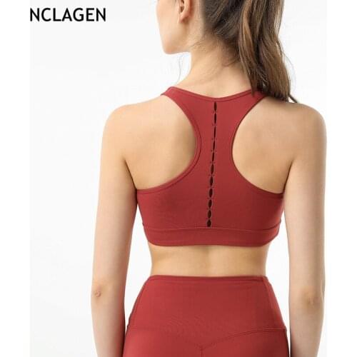 NCLAGEN Yoga Bra Padded Women Push-up Sports Underwear High Support Impact Hollow Running Gym Crop Top Workout Elastic Yoga Vest