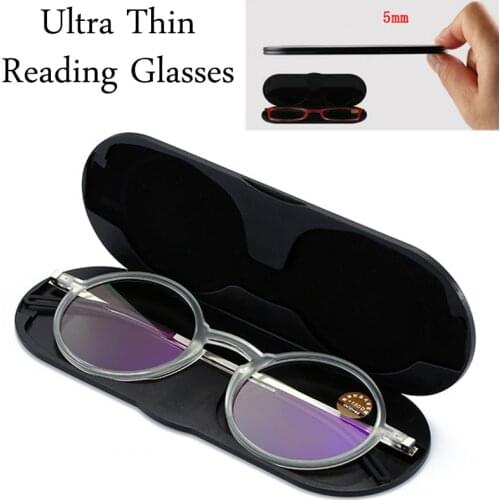 2021 Thin Blue Light Blocking Reading Glasses Eyeglasses Men Women Portable Glasses Farsightedness With Phone Case +3.5 To +4.0