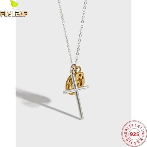 925 Sterling Silver Cross Virgin Mary Pendant Necklace For Women Light Luxury Female Fine Jewelry