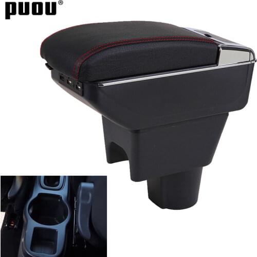 Rotatable heighten armrest box For Renault Dacia Duster 2 2010-2015 Central console storage box Cup holder PU Leather USB Chargi