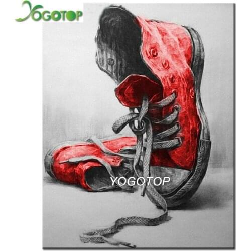 Full Diamond Embroidery Red shoes pattern 5D DIY Diamond Painting kits mosaic Rhinestone black white art wall Decoration YY2541