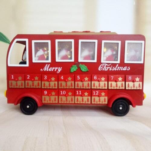 Lovely Style Christmas Wooden Santa Bus Advent Calendar With 24 Drawers Home Decorative handmade crafts Gift Childrens Toys