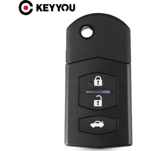KEYYOU 10X 3 BUTTON REMOTE FOLDING FLIP KEY SHELL CASE FOB PAD FOR MAZDA 2 3 5 6 RX8 MX5 FREE SHIPPING