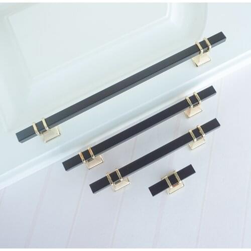 3.78'' 5'' Zinc Alloy Furniture Handle Elegant Square Knob for Drawer Cabinet Black Gold Wardrobe Pulls Cupboard Door Handle