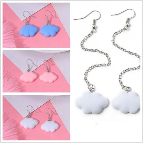 Cute Korea Style 3 Color Dangling Earrings for Women Cute Simple Cloud Earrings with Resin Simple Style Ladies Ears Jewellery