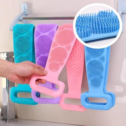 Silicone Back Scrubber Soft Loofah Bath Towel Bath Belt Body Exfoliating Massage For Shower Body Cleaning Bathroom Shower Strap
