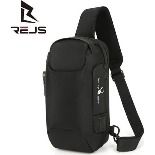 REJS LANGT Anti-Theft Corssbody Bag Men Fashion Chest Bags for Male Waterproof Man Shoulder Bag USB External Charge Travel Pack