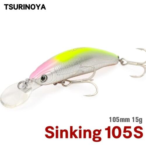 TSURINOYA DW13 Minnow Hard Bait 10.5cm 15g Carp Fishing Lure Diving Depth 2.5m Sinking Minnow Bait Saltwater Freshwater Pesca