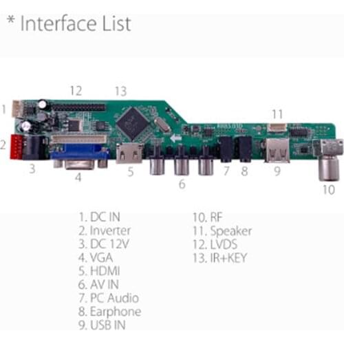 T.V53.03 Universal LCD TV Controller Driver Board V53 Analog TV TV/AV/ PC /HDMI/USB Motherboard