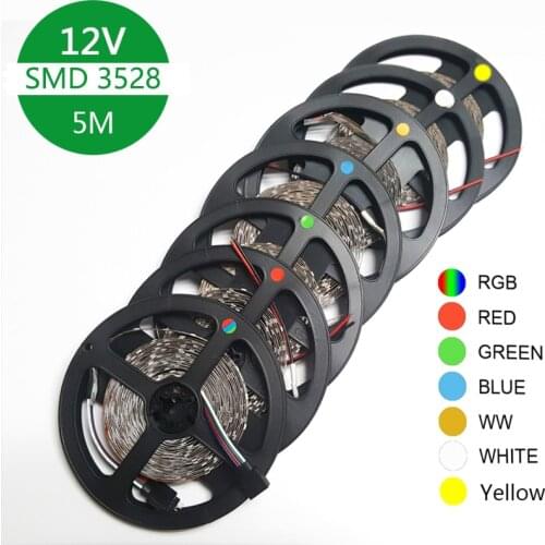 Led strip waterproof 5M 300leds SMD 3828 White blue red yellow green RGB led strip 12v LED Ribbon Tape Home Decoration Lamp