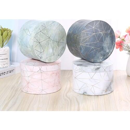 High-End Packaging Box Round Large Cardboard Boxes Marble Candy Jewelry Wedding Bridesmaid Gift Box Floristics