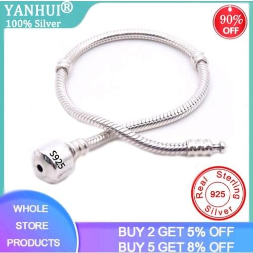 BIG SALE Charming Original 925 Sterling Silver Snake Chain Bangle & Bracelet With Silver Certificate 16-23CM Bracelet for Women