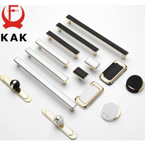 KAK Zinc Alloy Gold Cabinet Knobs Kitchen Door Handles Black Drawer Cupboard Door Handle Cabinet Handles for Furniture Hardware